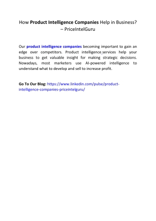 How Product Intelligence Companies Help in Business? – PriceIntelGuru