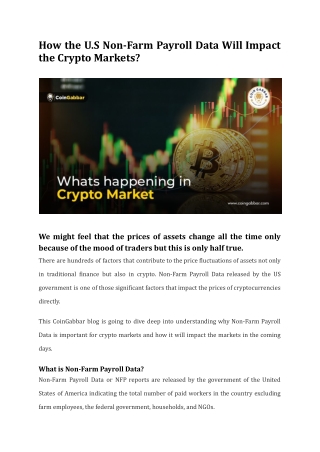 How the U.S Non-Farm Payroll Data Will Impact the Crypto Markets_