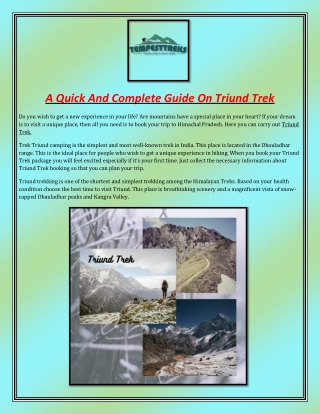 A Quick And Complete Guide On Triund Trek