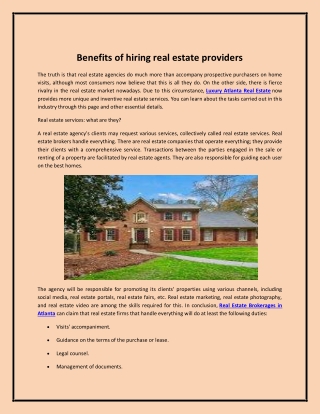 Benefits of hiring real estate providers