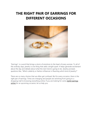 THE RIGHT PAIR OF EARRINGS FOR DIFFERENT OCCASIONS