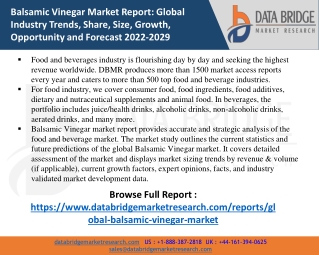 Balsamic Vinegar Market – Industry Trends and Forecast to 2029