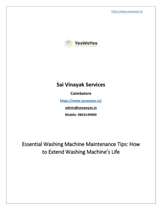 Essential Washing Machine Maintenance Tips