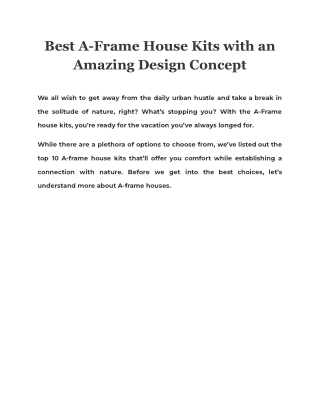 Best A-Frame House Kits with an Amazing Design Concept