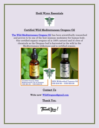 Certified Organic Oregano Oil