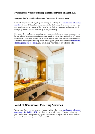 Professional Washroom deep cleaning services in Delhi