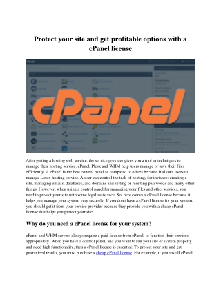 Protect your site and get profitable options with a cPanel license