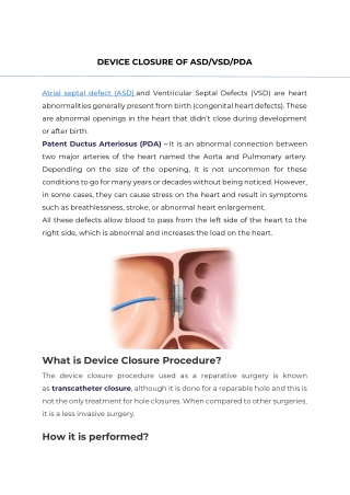 DEVICE CLOSURE OF ASD