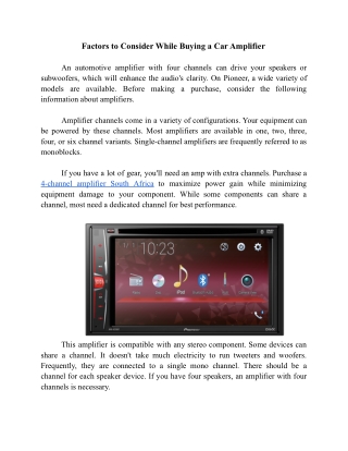 Factors to Consider While Buying a Car Amplifier