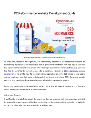 B2B eCommerce Website Development Guide | SynapseIndia