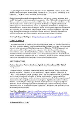Digital Transformation Market  Business Status and Outlook by 2028