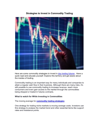Strategies to Invest in Commodity Trading