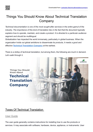 Things You Should Know About Technical Translation Company