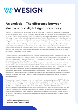 An analysis – The difference between electronic and digital signature survey.