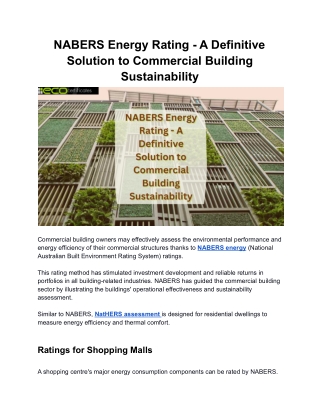 NABERS Energy Rating - A Definitive Solution to Commercial Building Sustainabili