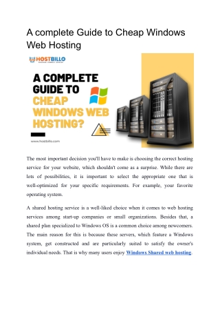 A complete Guide to Cheap Windows Web Hosting