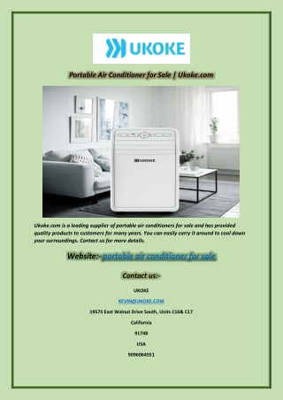 Portable Air Conditioner for Sale Ukoke