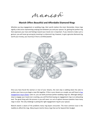 Manish Offers Beautiful and Affordable Diamond Rings