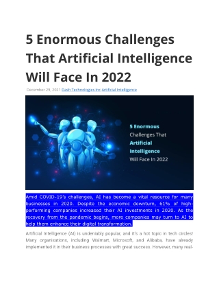 5 Enormous Challenges That Artificial Intelligence Will Face In 2022