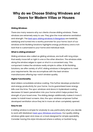 Why do we Choose Sliding Windows and Doors for Modern Villas or Houses