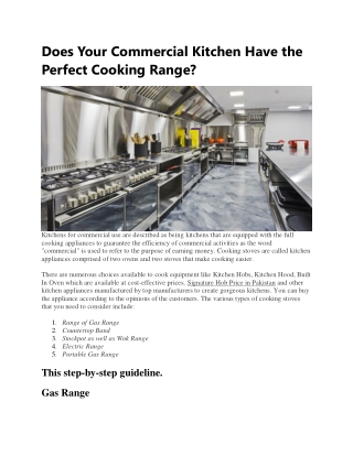 Does Your Commercial Kitchen Have the Perfect Cooking Range