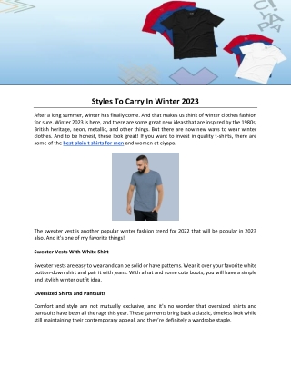 Styles To Carry In Winter 2023