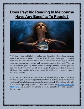 Does Psychic Reading In Melbourne Have Any Benefits To People