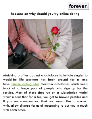 Reasons on why should you try online dating