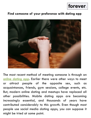 Find someone of your preference with dating app