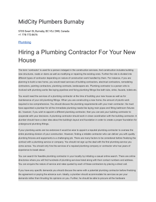 MidCity Plumbers Burnaby