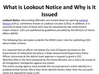 What is Lookout Notice and Why is it Issued