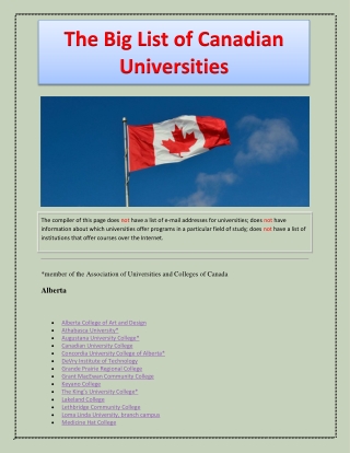 The Big List of Canadian Universities