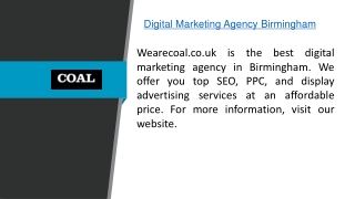 Digital Marketing Agency Birmingham  Wearecoal.co.uk