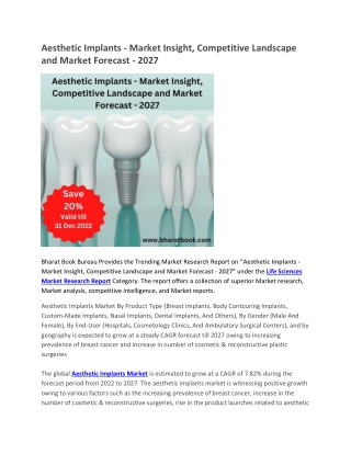 Aesthetic Implants - Market Insight, Competitive Landscape and Market Forecast - 2027