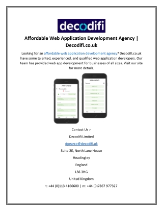 Affordable Web Application Development Agency  Decodifi.co.uk