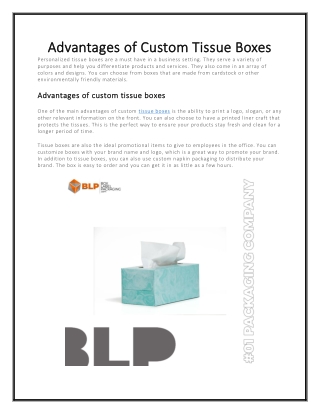Advantages of Custom Tissue Boxes