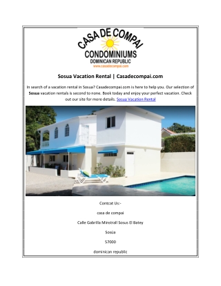 Sosua Vacation Rental  Casadecompai