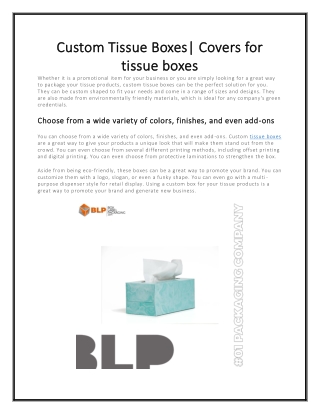Custom Tissue Boxes 2023