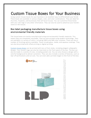 Custom Tissue Boxes for Your Business