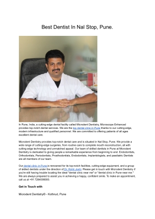 Best Dentist In Nal Stop, Pune