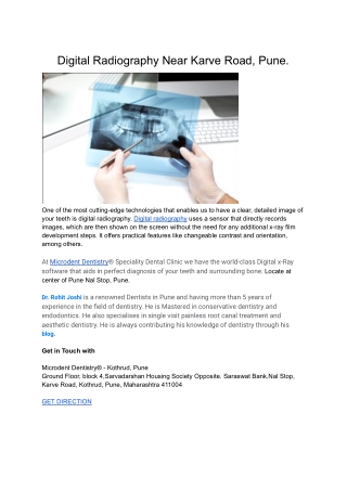 Digital Radiography Near Karve Road, Pune