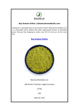 Buy Kratom Online Botanicalremediesllc.com