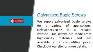 Galvanised Bugle Screws  Nzfasteners.co.nz