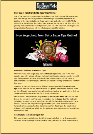 How to get help from Satta Bazar Tips Online?