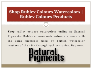 Shop Rublev Colours Watercolors | Rublev Colours Products