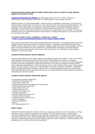 Compound Semiconductor Market Analysis By Types, New Technologies, Applications
