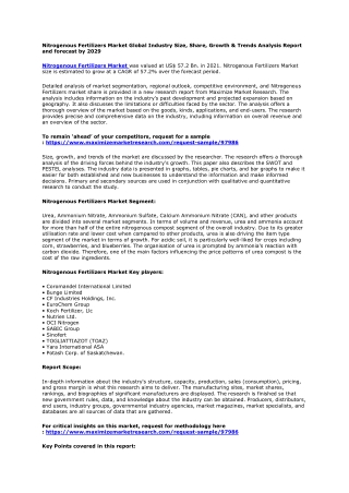 Nitrogenous Fertilizers Market Size, Share, Trend, Forecast, & Industry Analysis