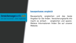 Bausparkasse Vergleich   Versicherungstarife.info