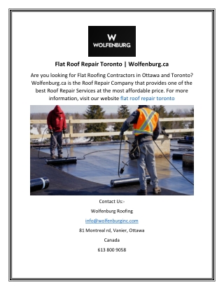 Flat Roof Repair Toronto | Wolfenburg.ca