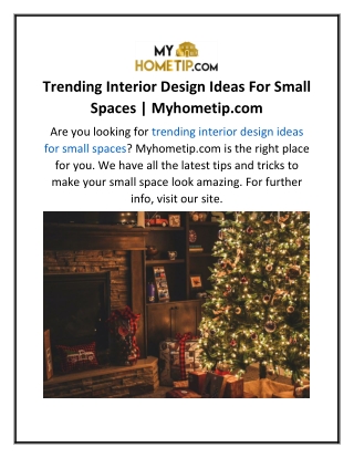Trending Interior Design Ideas For Small Spaces  Myhometip.com